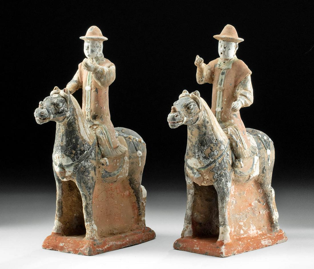 Chinese Ming Polychrome Horse & Rider Figures, TL'd (1 of 4)
