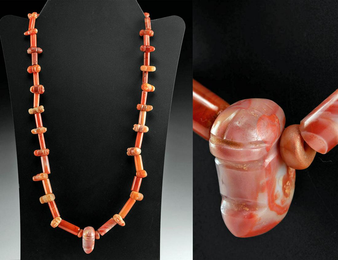 Tairona Carnelian Bead Necklace w/ Grub Worms (1 of 4)