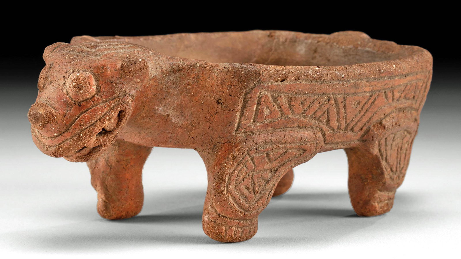 Costa Rican Chiriqui Pottery Vessel - Jaguar Form (1 of 4)