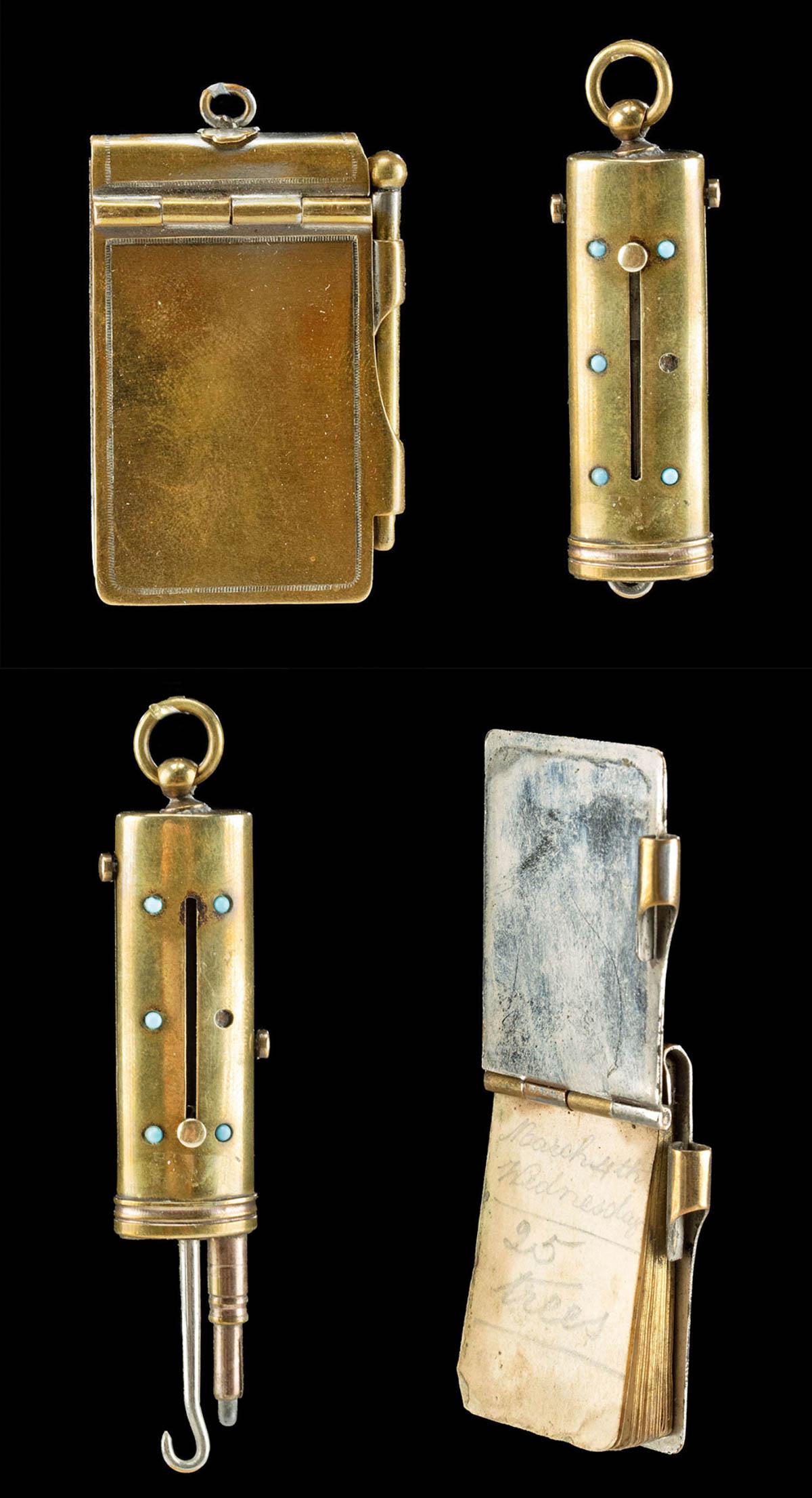 19th C. Victorian Brass Chatelaine Case + Notebook (1 of 4)