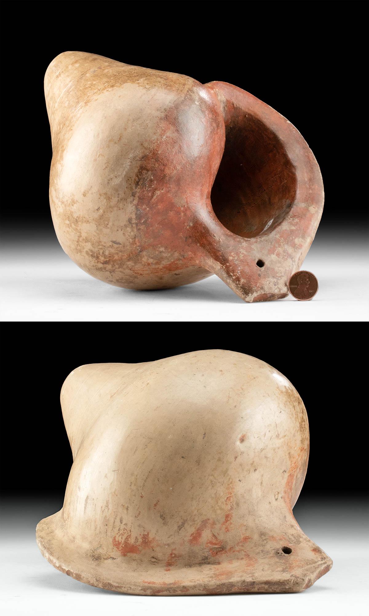Large Moche Terracotta Conch Shell Trumpet, ex-Messick (1 of 6)
