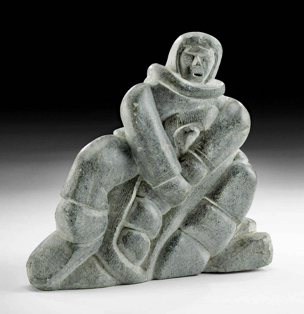 Signed 1981 Inuit Soapstone Carving, Mother and Child (1 of 4)