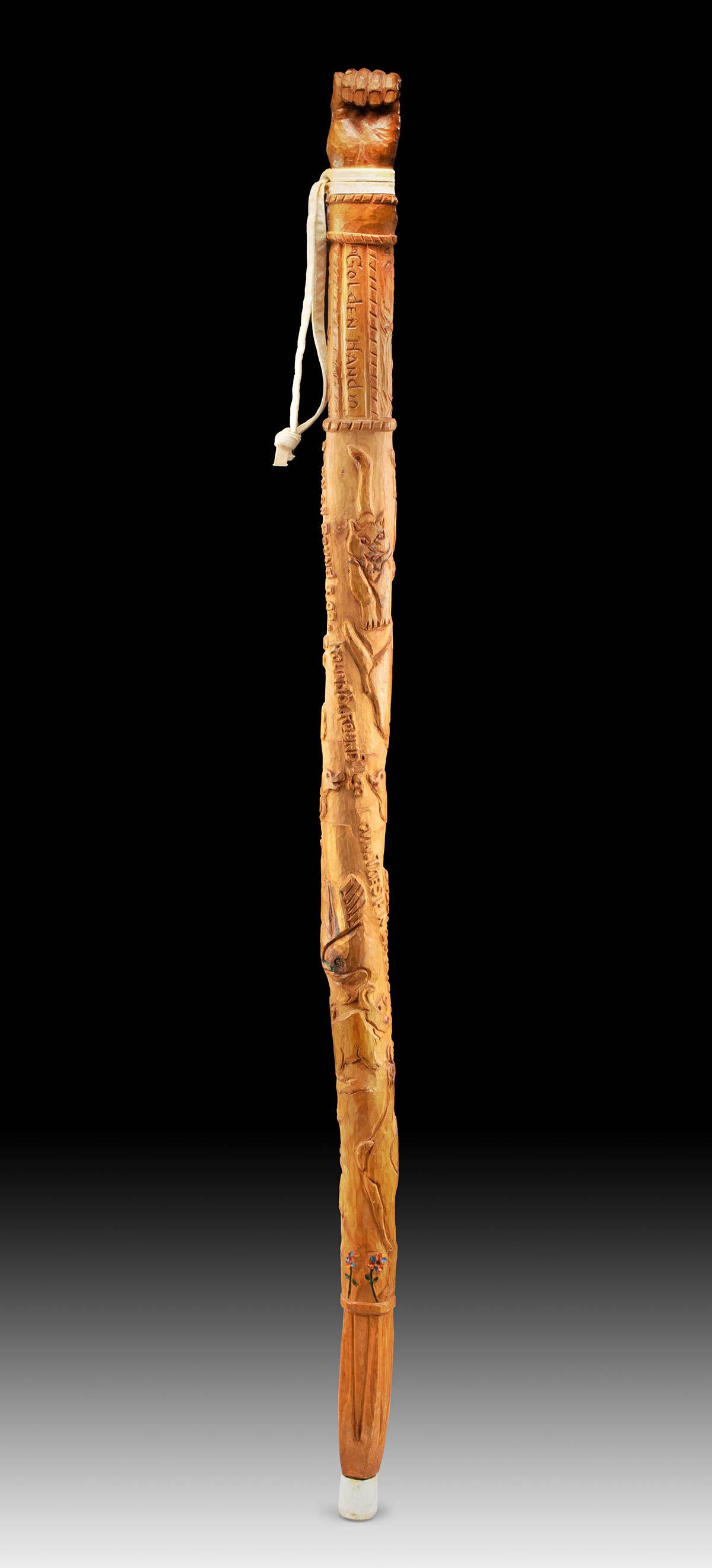 20th C. North American Wood Cane "Golden Hand" by WHG (1 of 4)
