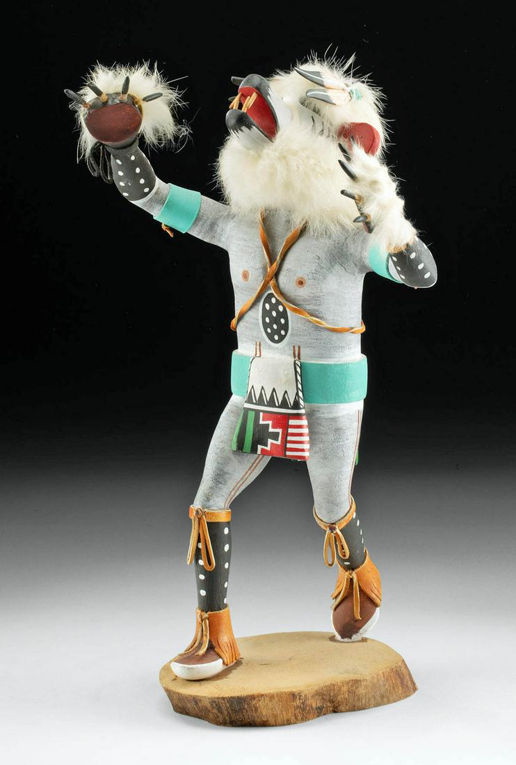 Signed 20th C. Hopi Wood Kachina of White Bear (1 of 5)