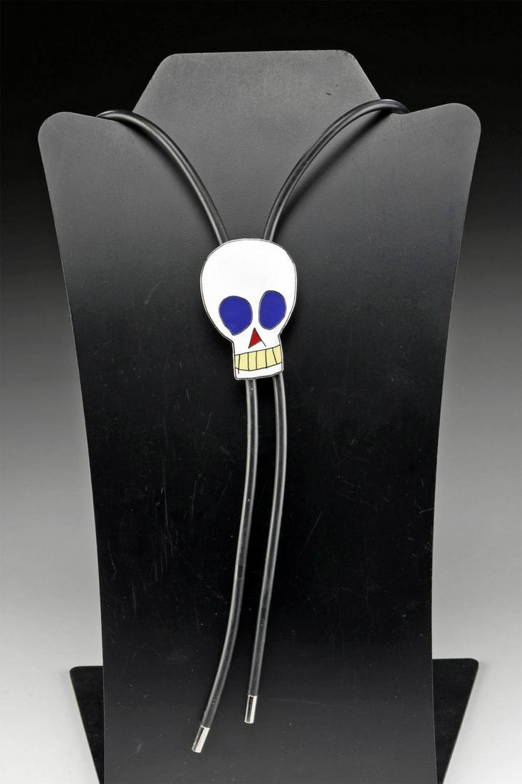 20th C. Enameled Skull Bolo Tie by Fritz Scholder (1 of 3)