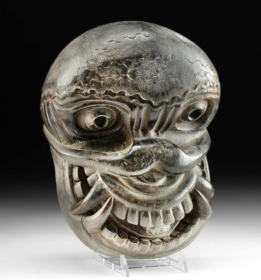 Rare 19th C. Bhutanese Wood Mask of Citipati (1 of 4)