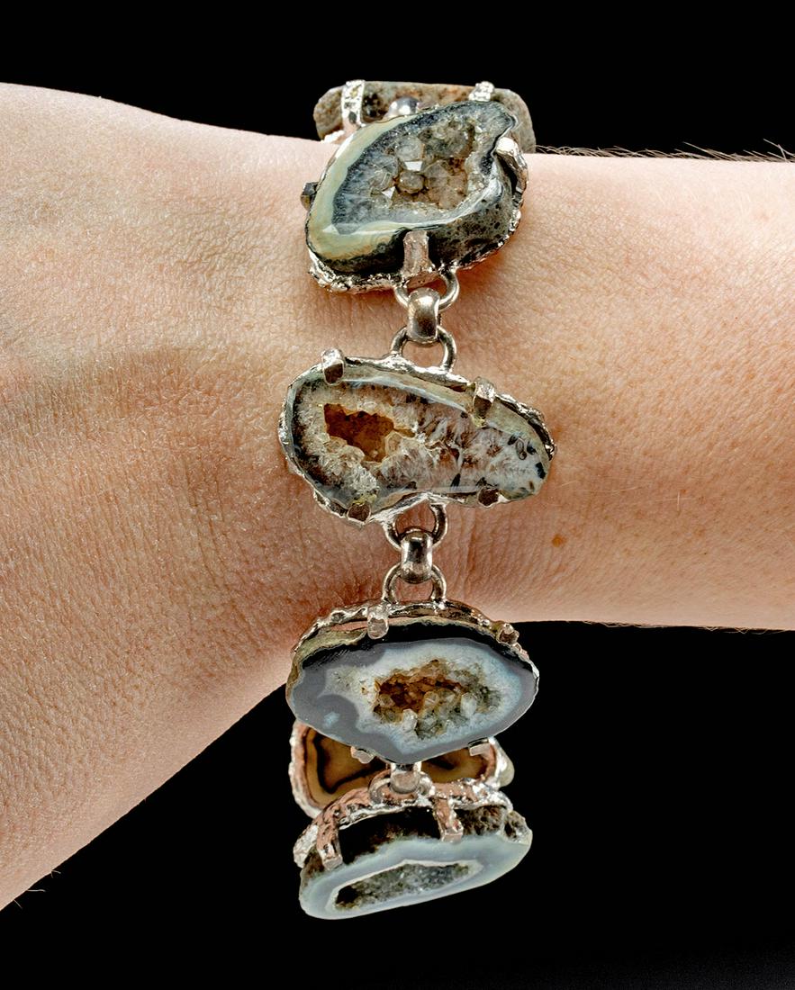Sterling Silver Bracelet w/ Agate Geodes (1 of 3)