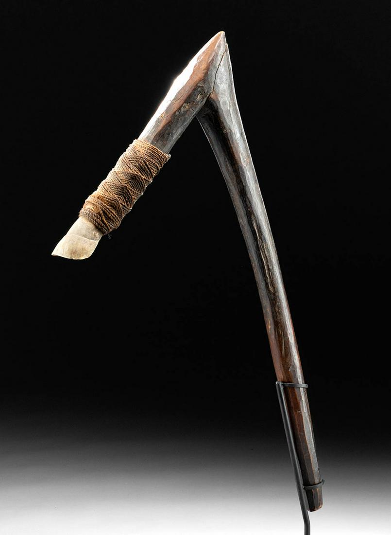 19th C. Solomon Islands Wood Adze w/ Snail Shell Blade (1 of 5)