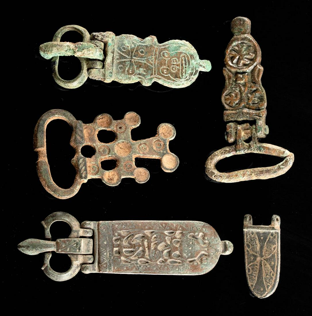 5 Late Roman to Medieval Bronze & Brass Buckles (1 of 2)