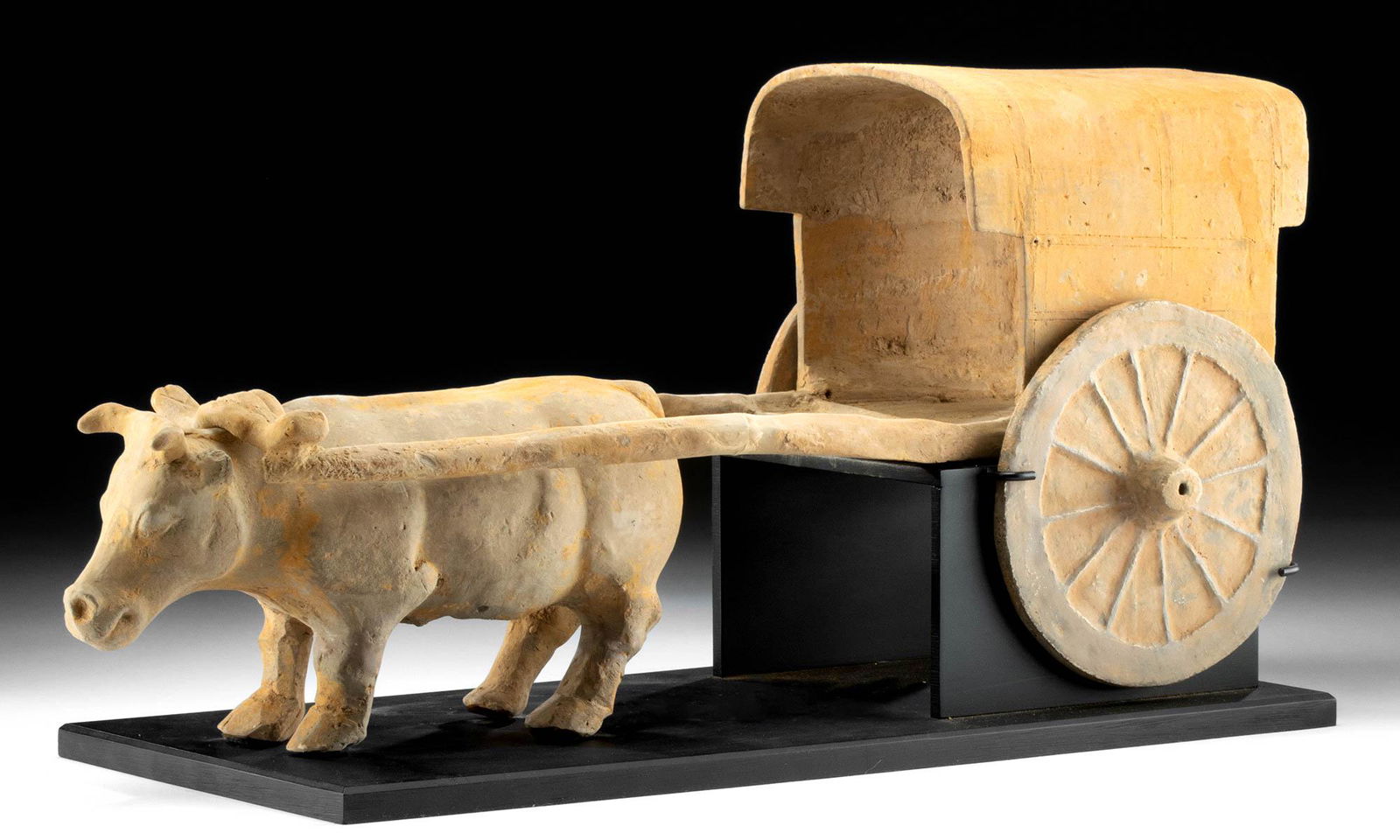 Chinese Han Dynasty Modeled Terracotta Bull & Cart (1 of 4)