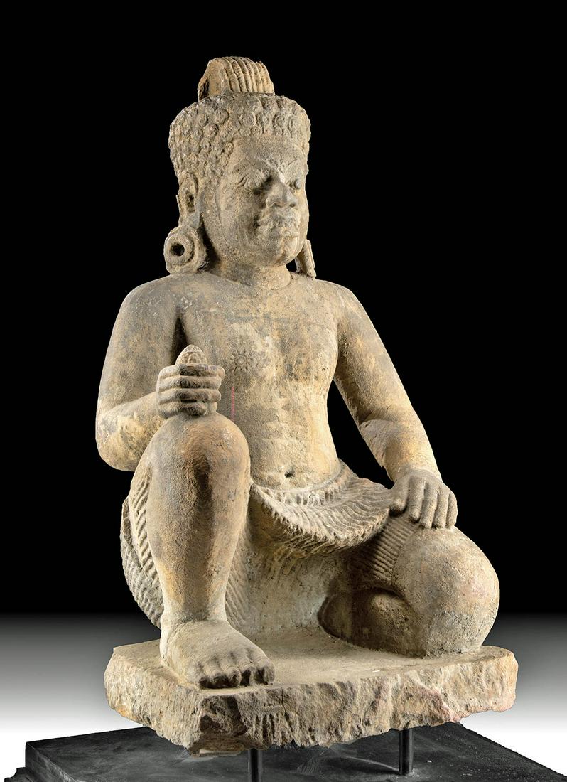 Fine 10th C. Cambodian Khmer Stone Dvarapala Figure (1 of 6)