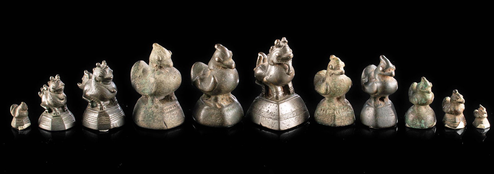 19th C. Burmese Bronze Animal Form Weights, 11 pc (1 of 3)