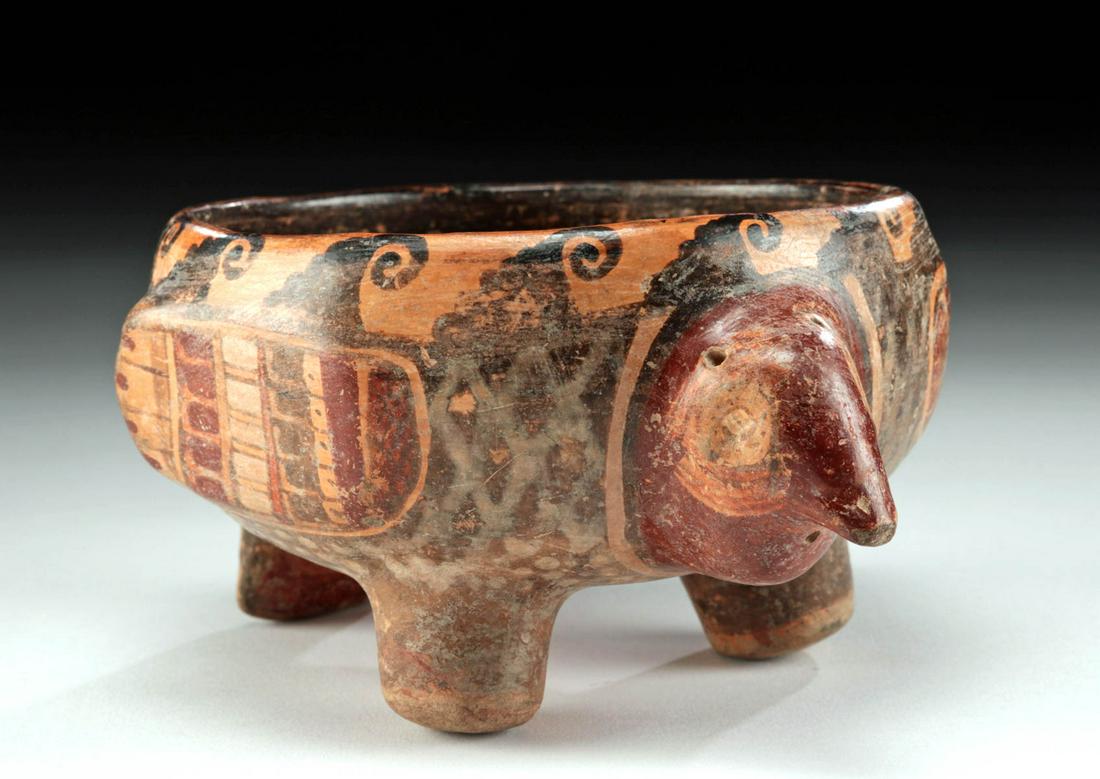 Maya Ulua Valley Polychrome Tripod Bowl - Avian Form (1 of 4)