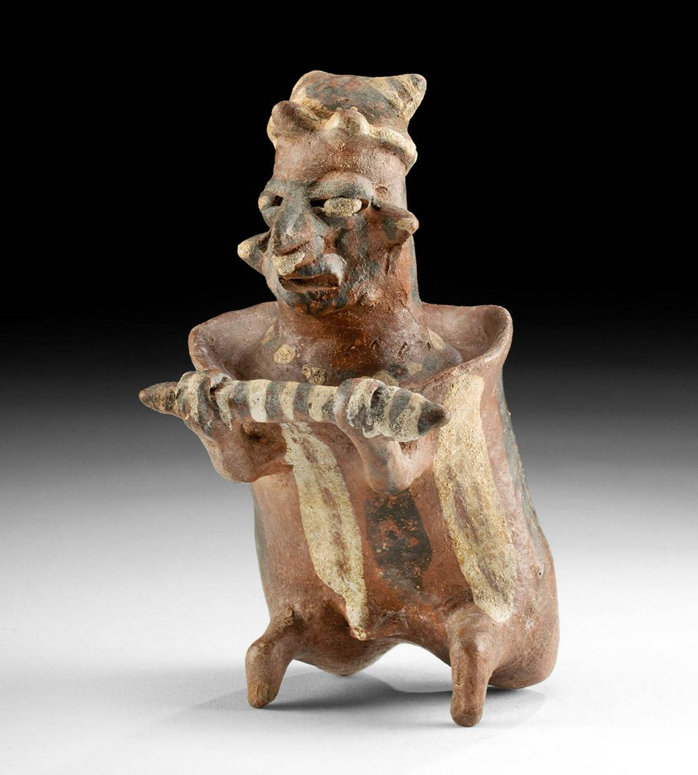 Exhibited Jalisco Polychrome Seated Male Warrior (1 of 5)
