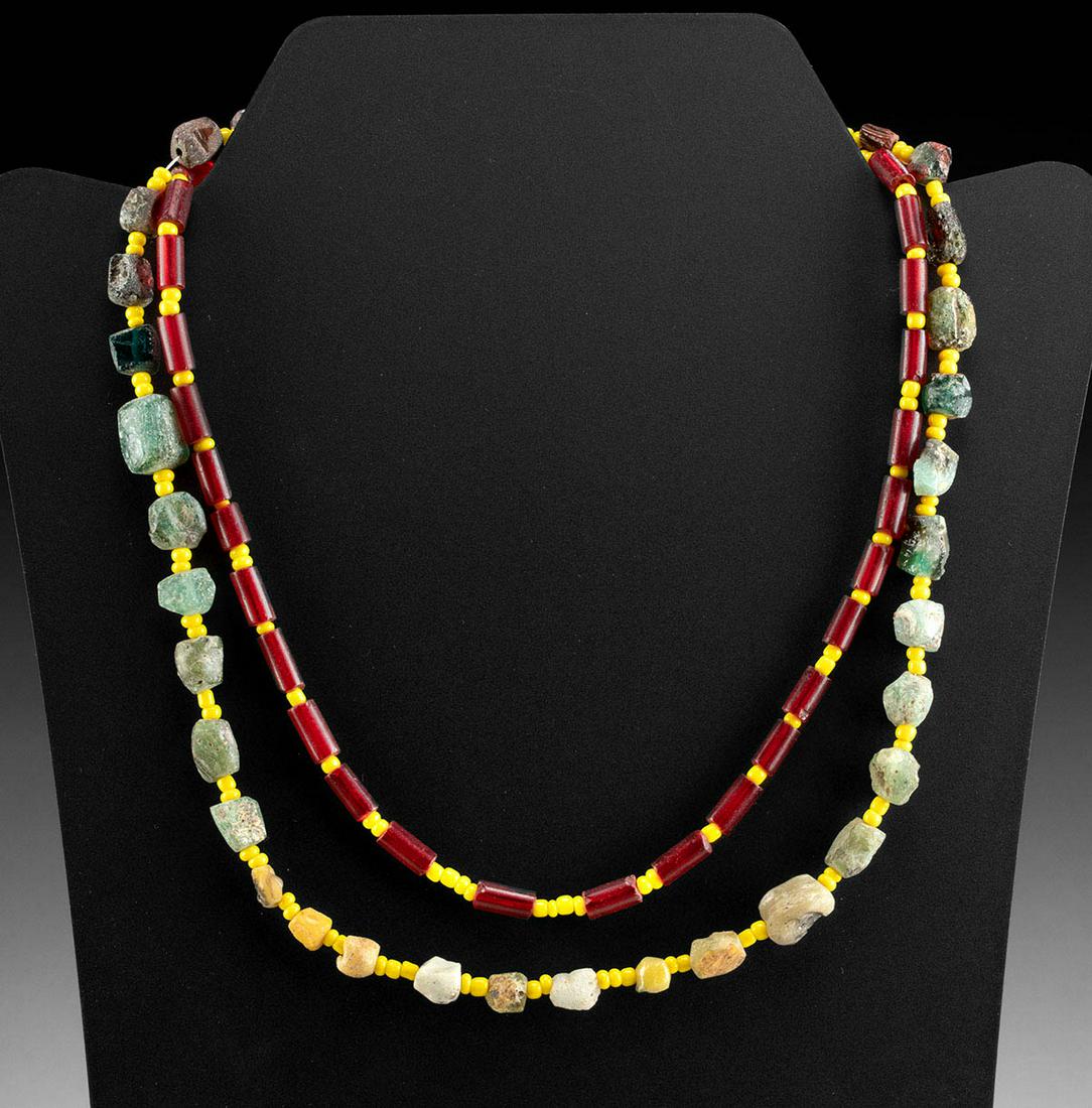 20th C. African Necklaces Beach Glass & Seed Beads (2) (1 of 4)