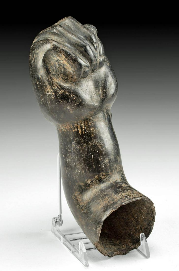 Chimu Blackware Pottery Vessel, Clenched Hand (1 of 4)