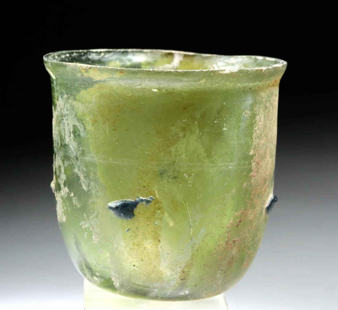 Roman Glass Cup Applied Blue Dots (1 of 6)
