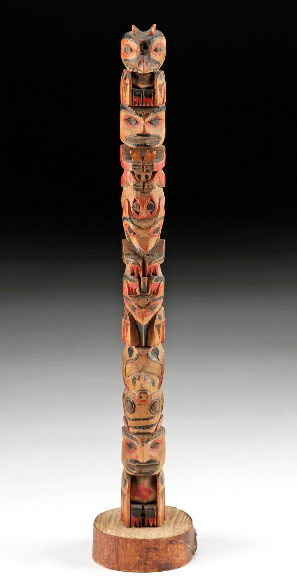 1940s Pacific Northwest Coast Painted Cedar Totem Pole (1 of 4)
