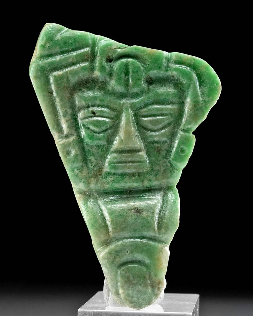 Impressive Maya Apple Green Jade Lord Pendant Carving (1 of 3)