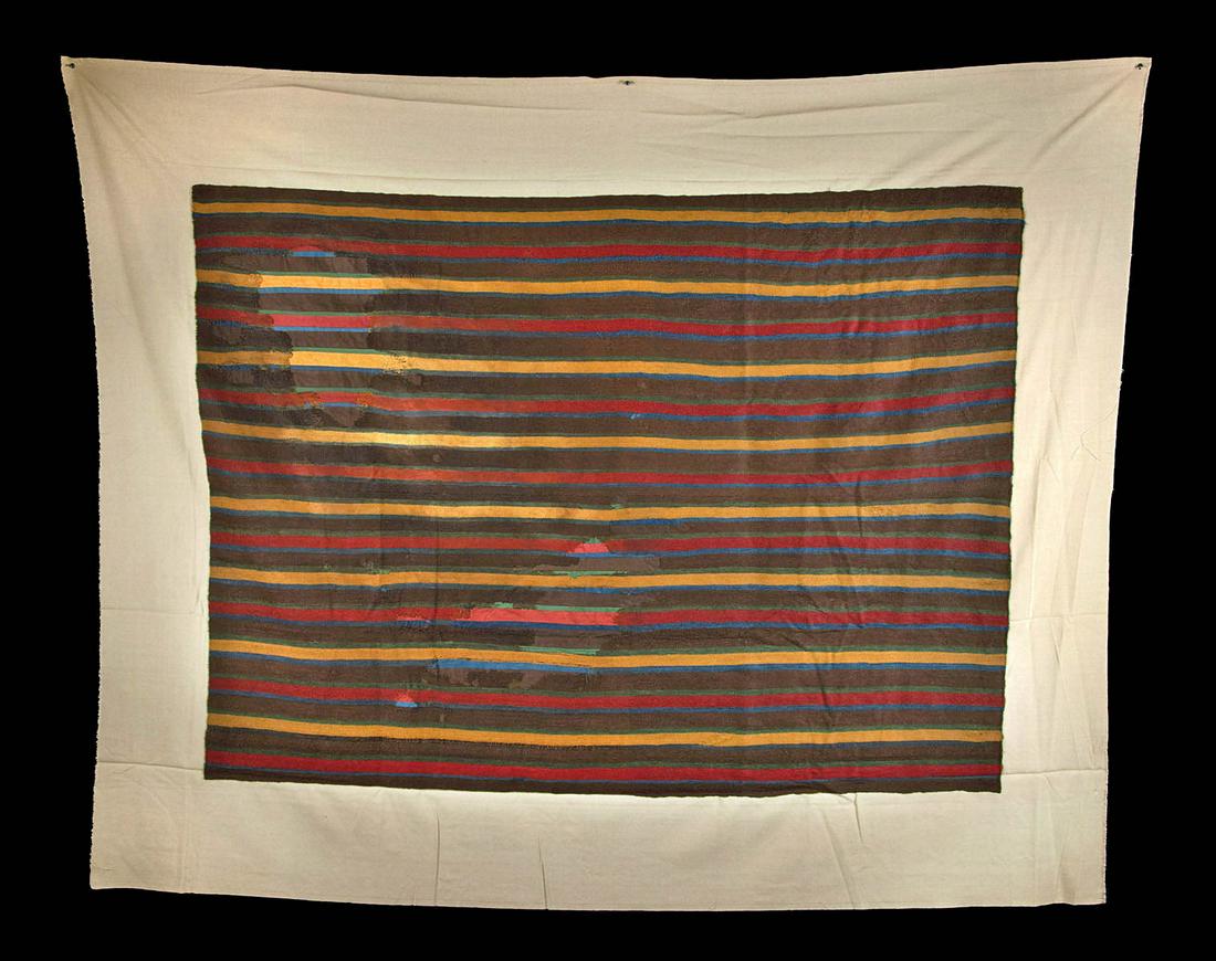 Large Nazca Polychrome Textile Panel w/ Stripes (1 of 3)
