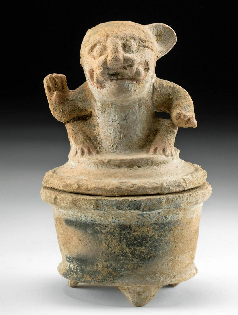 Miniature Maya El Quiche Pottery Urn w/ Jaguar (1 of 5)