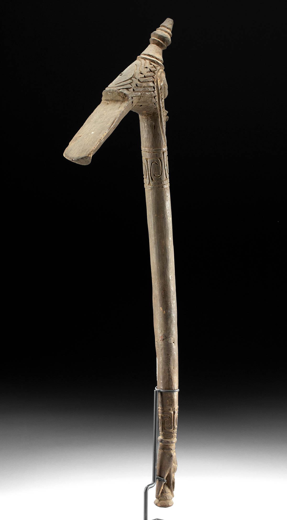 19th C. Papua New Guinea Adze, Bird / Crocodile Pommel (1 of 4)
