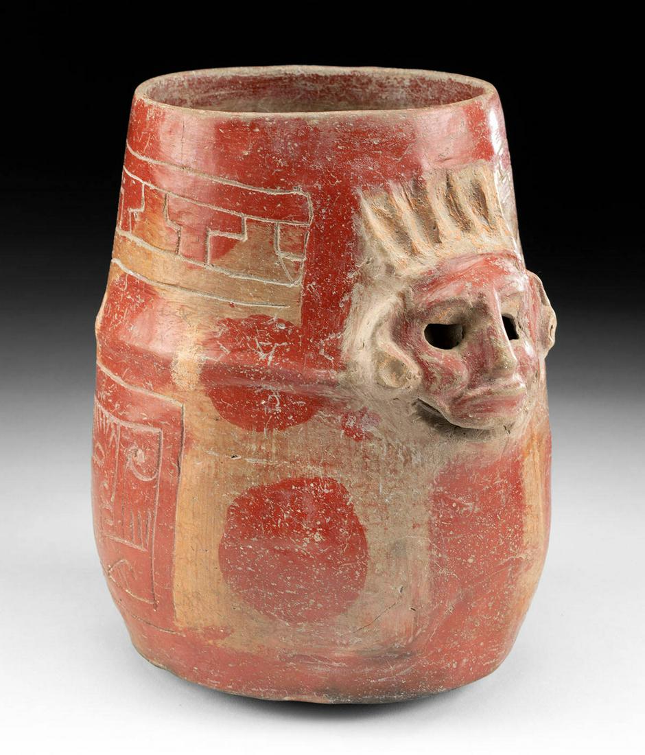 Maya Pottery Jar Applied Maskette, TL'd, ex-Schmitt (1 of 4)