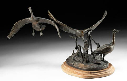 John Scott Bronze - "Flaps Down, Landing Gear Down": John J. Scott (American, 1919-2016). "Flaps Down, Landing Gear Down" bronze, n.d. Inscribed with the artist's signature and ram's symbol as well as the title of the piece and the edition number 3/50 o