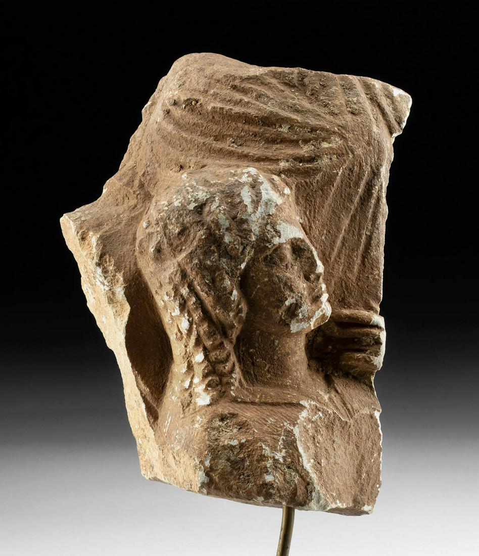 Greek Hellenistic Limestone Relief Head of Female (1 of 4)
