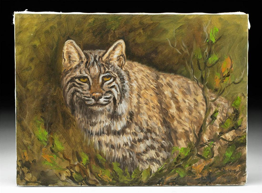 1980s Susanne Nyberg Painting - Bobcat in the Wild (1 of 4)