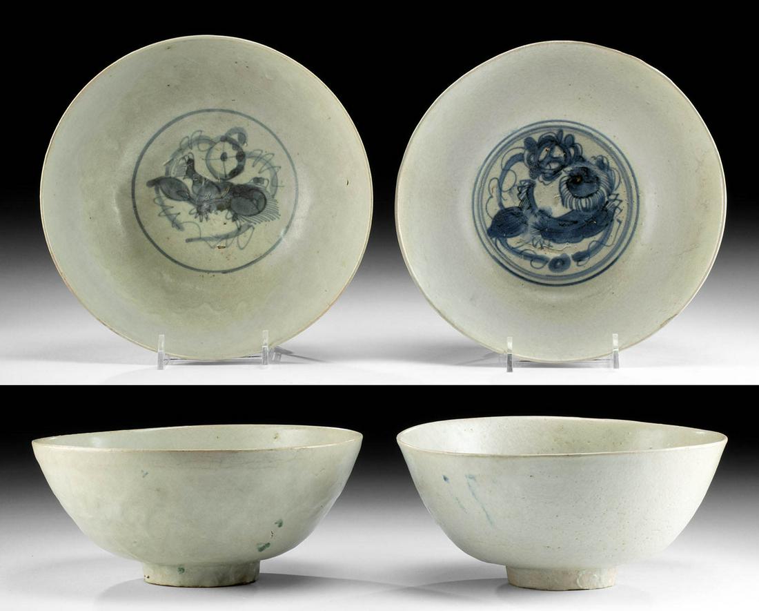 Chinese Ming Dynasty Blue on White Bowls (1 of 6)