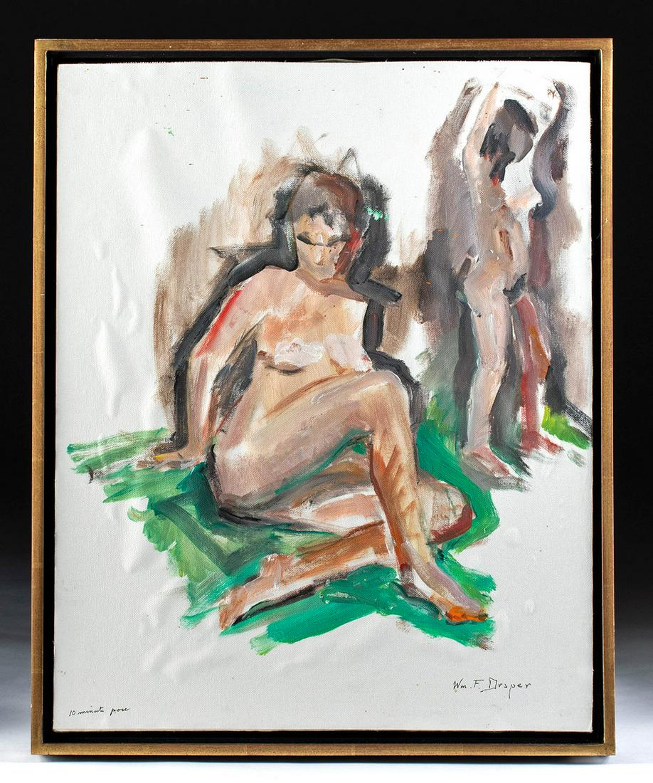 Signed 1960s William Draper Painting - Female Nudes (1 of 4)
