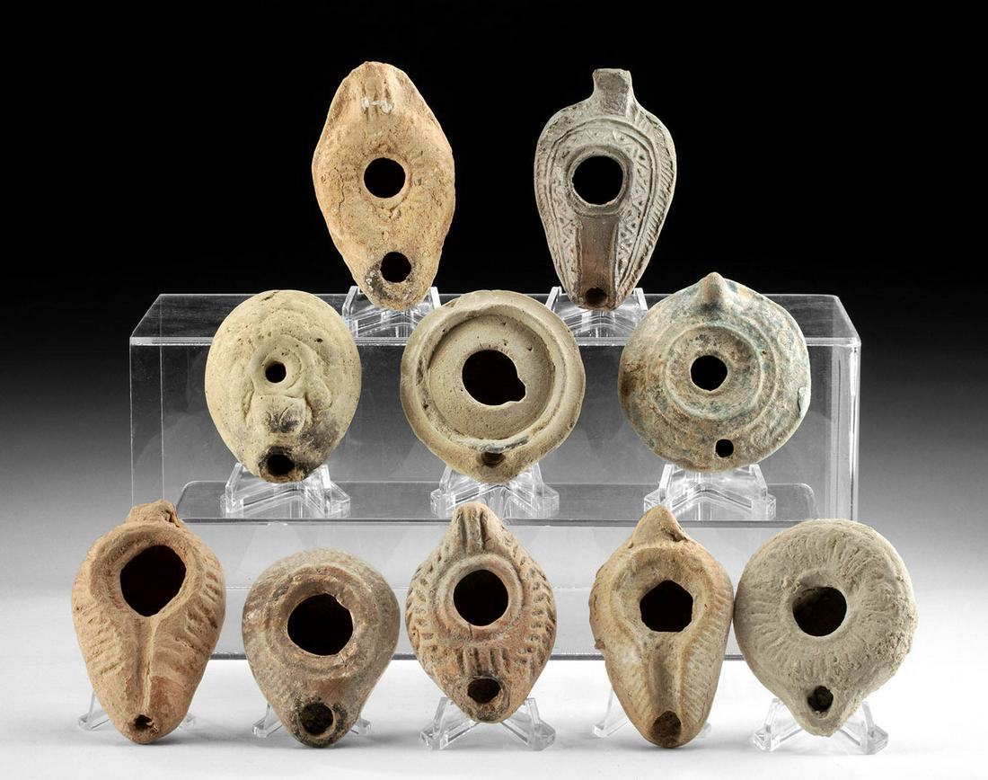 10 Pottery Oil Lamps Roman Holy Land, Romano-Egyptian (1 of 3)