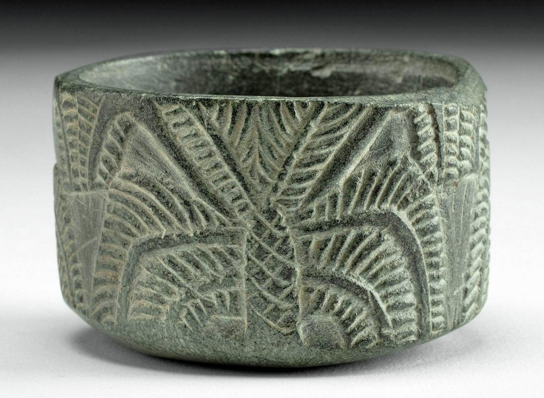 Ancient Bactrian Schist Jar Incised Palm Fronds (1 of 4)