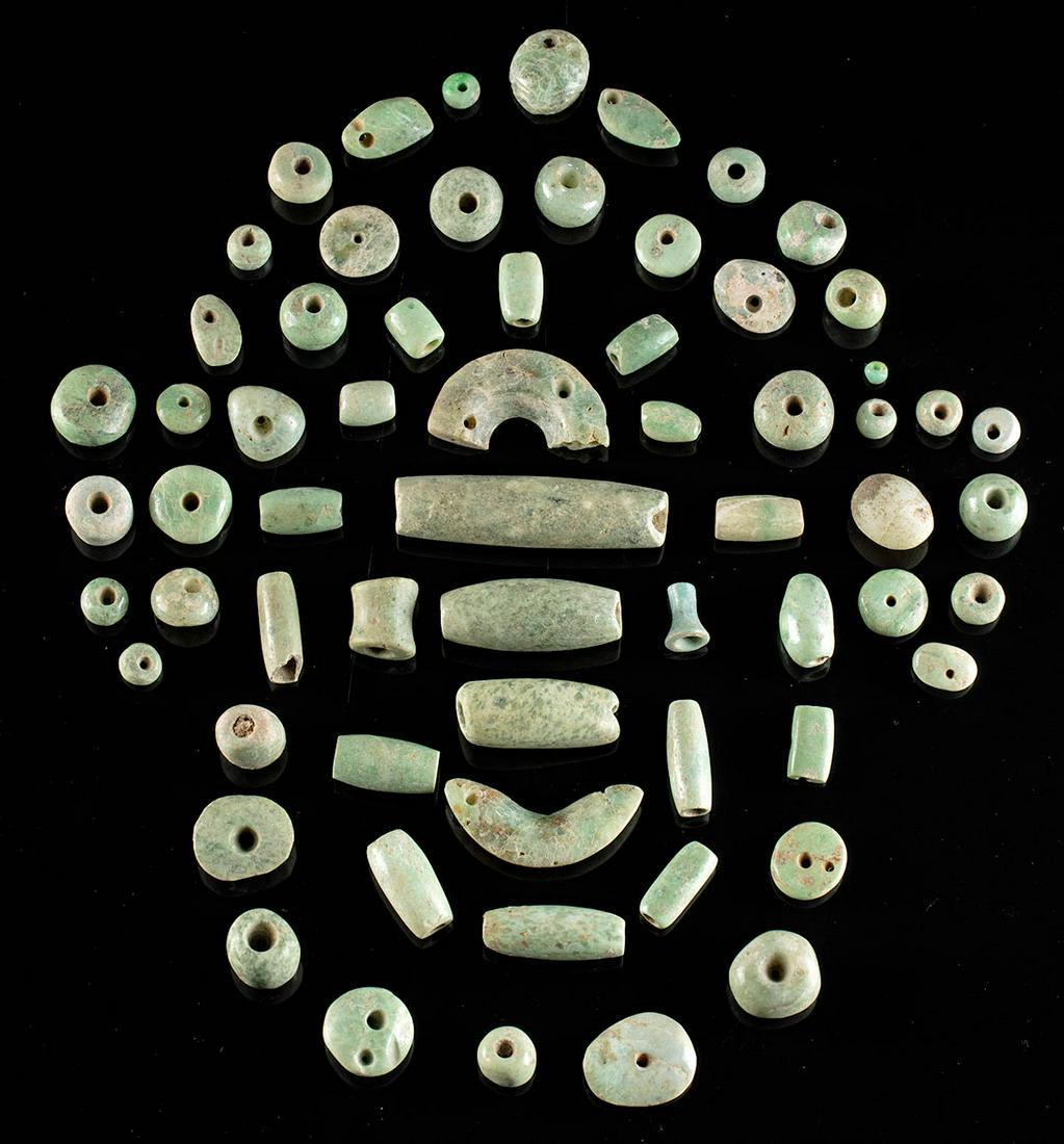 Mezcala / Maya Stone, Serpentine, Jade Beads (64 pcs) (1 of 3)