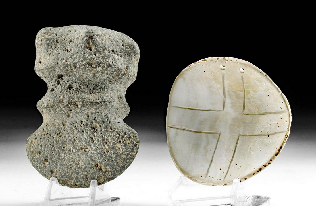 Colima Stone Axe Head + Native American Shell Gorget (1 of 4)