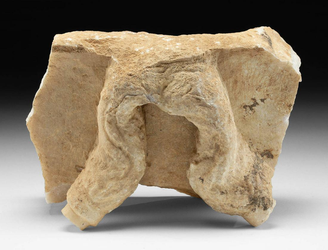 Roman Marble Sarcophagus Section - Ram's Horns (1 of 4)