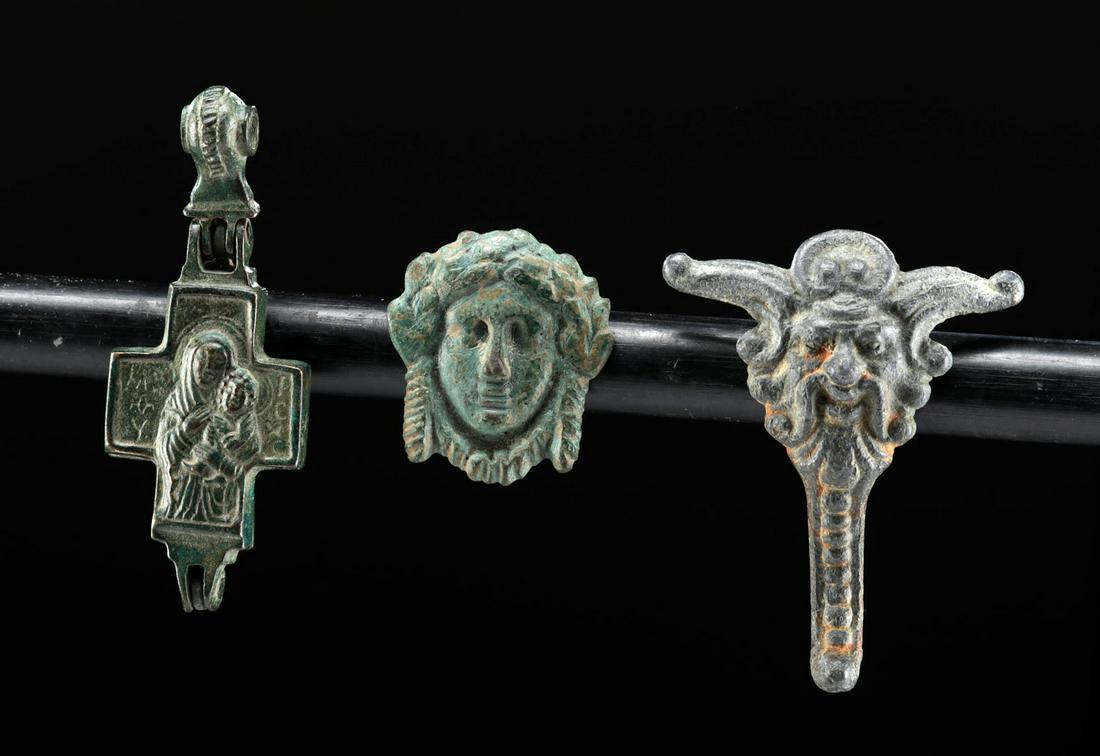 2 Roman Bronze Attachments + 16th C. Russian Reliquary (1 of 5)