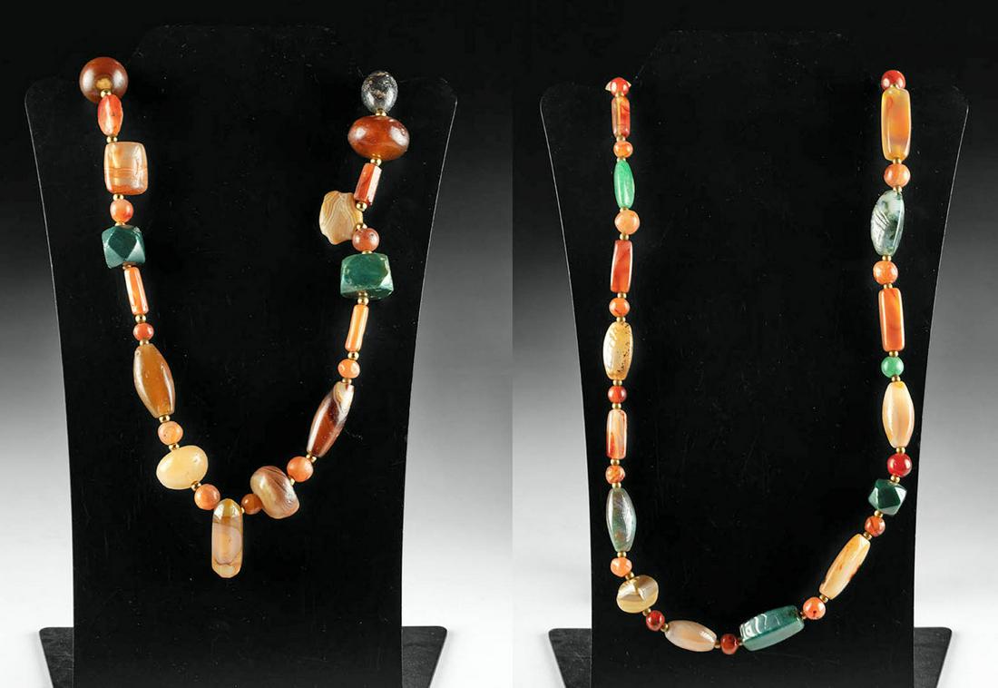 Ancient Persian Agate & Stone Bead Necklaces (pr) (1 of 4)