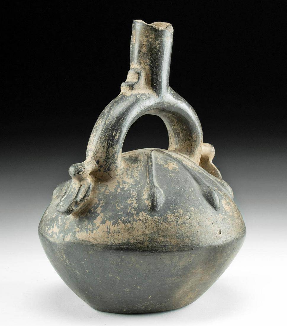 Chimu Blackware Stirrup - Birds, Vines, & Fruit (1 of 4)