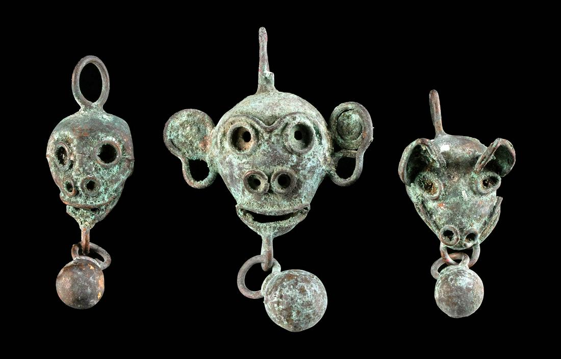 3 Mixtec Copper Bells - Tlaloc, Monkey, Canine (1 of 3)