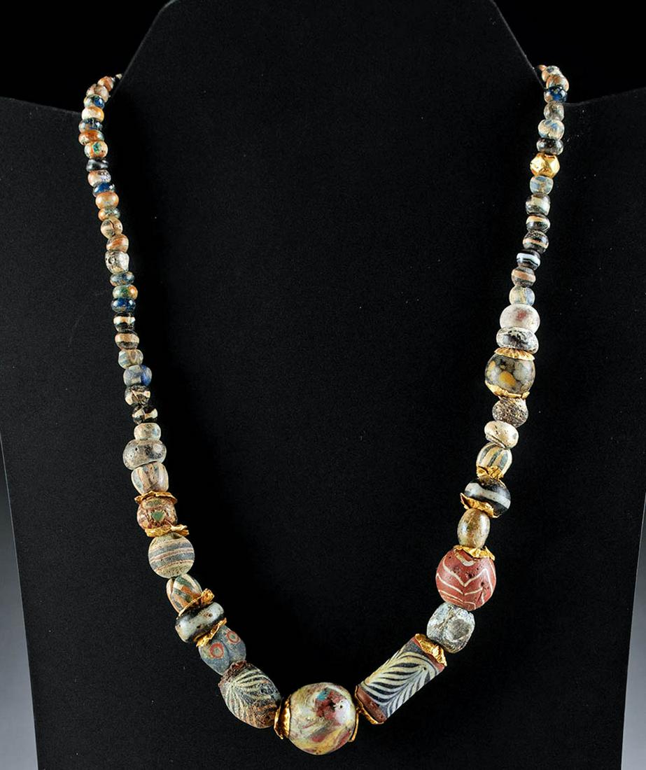 Necklace w/ Roman Glass Beads, Gold Foil Spacers (1 of 3)