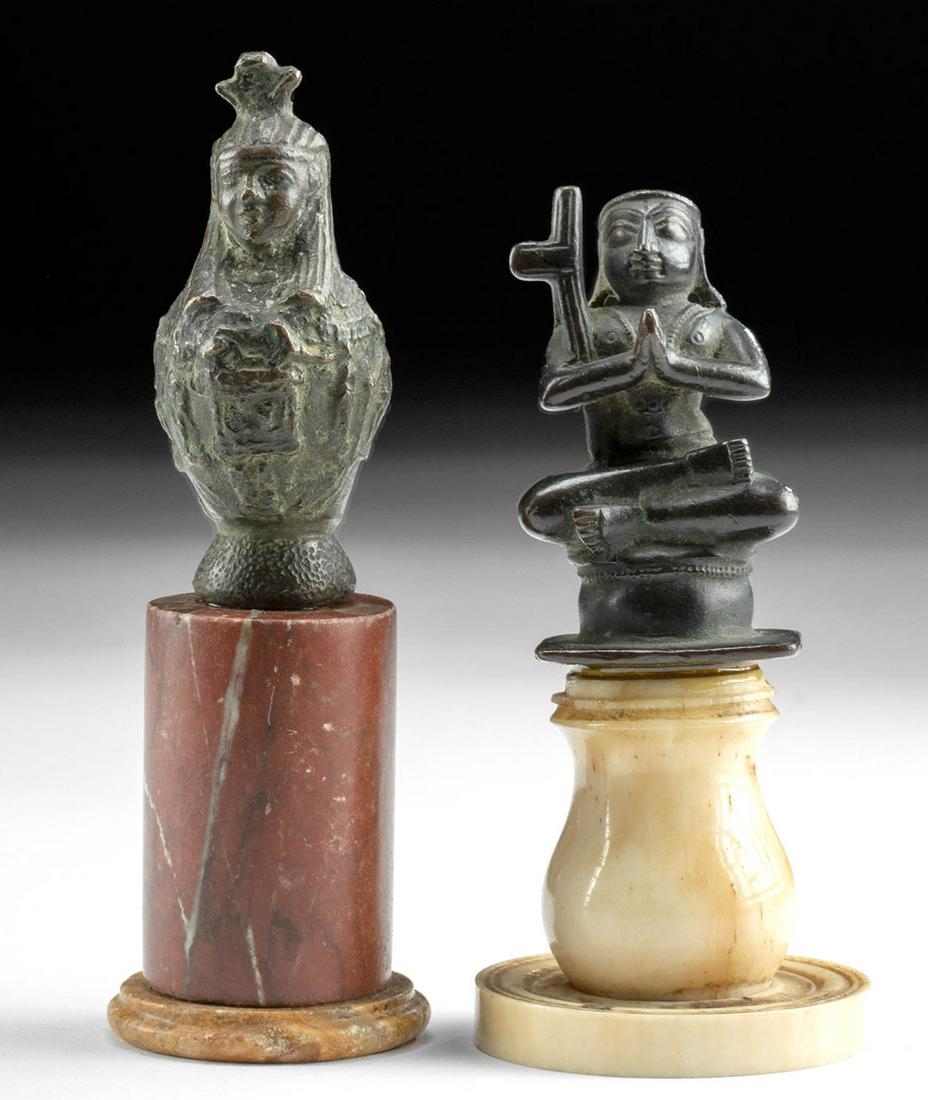 19th C. Indian Bronze + Egyptian Revival Brass Figures (1 of 3)