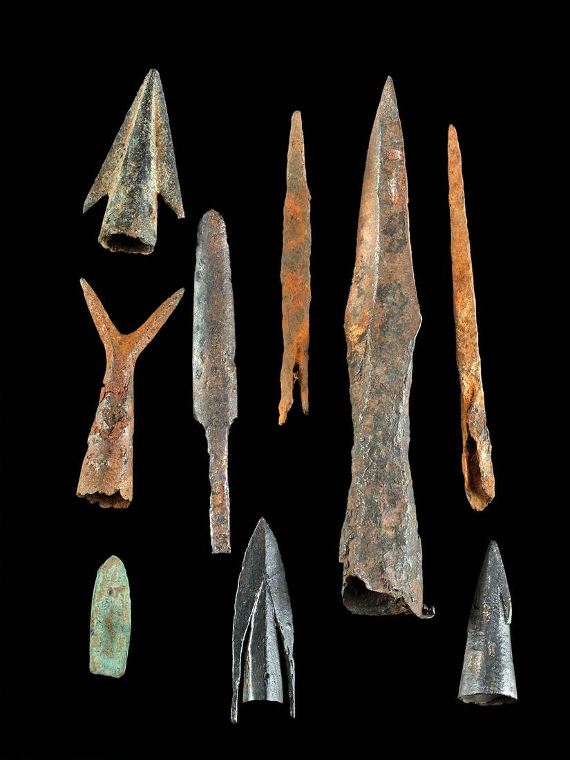 9 Medieval & Luristan Iron & Leaded Bronze Arrow Heads (1 of 2)
