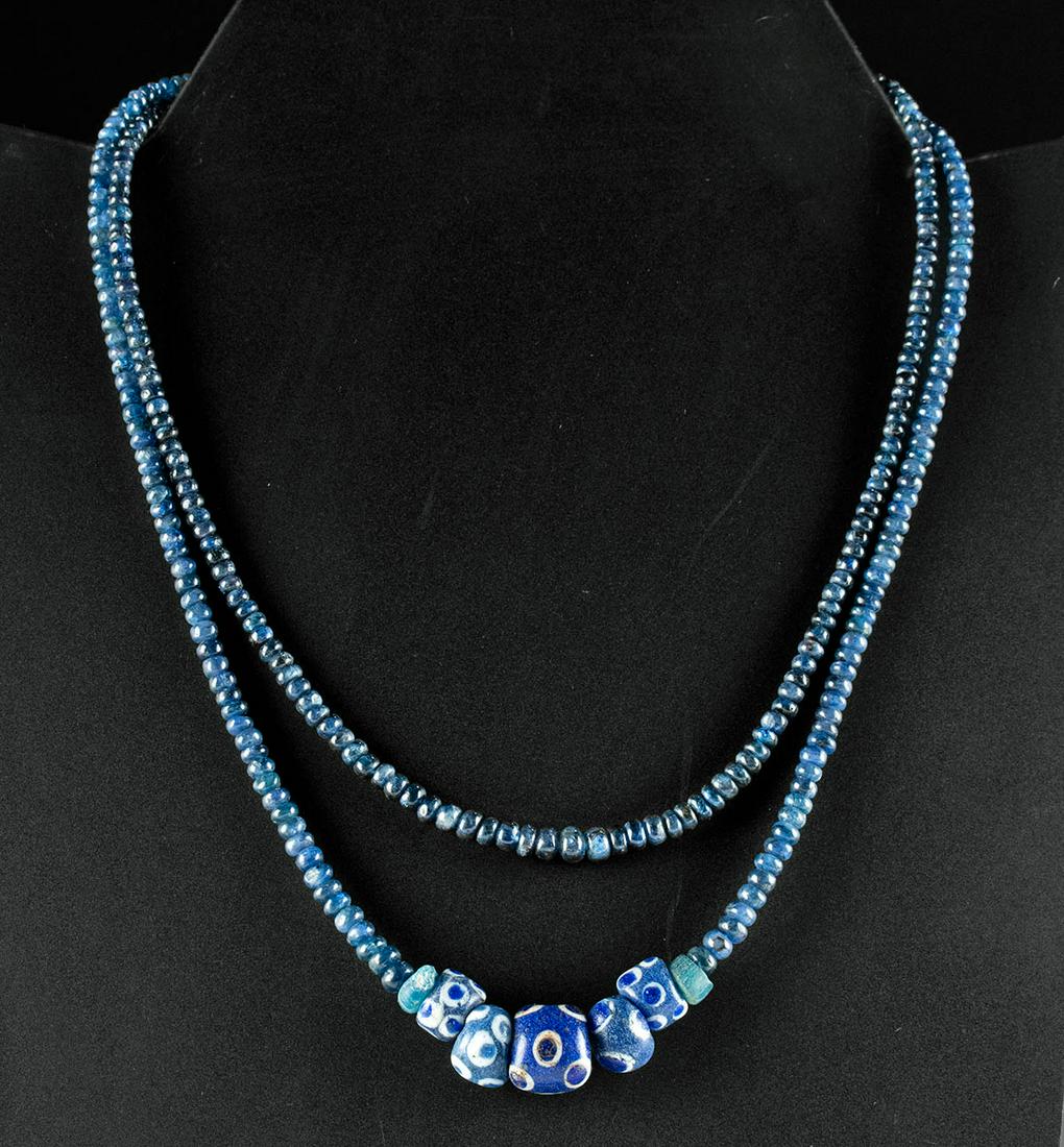 Sapphire Necklace w/ 9th C. Islamic Glass Eye Beads (1 of 3)