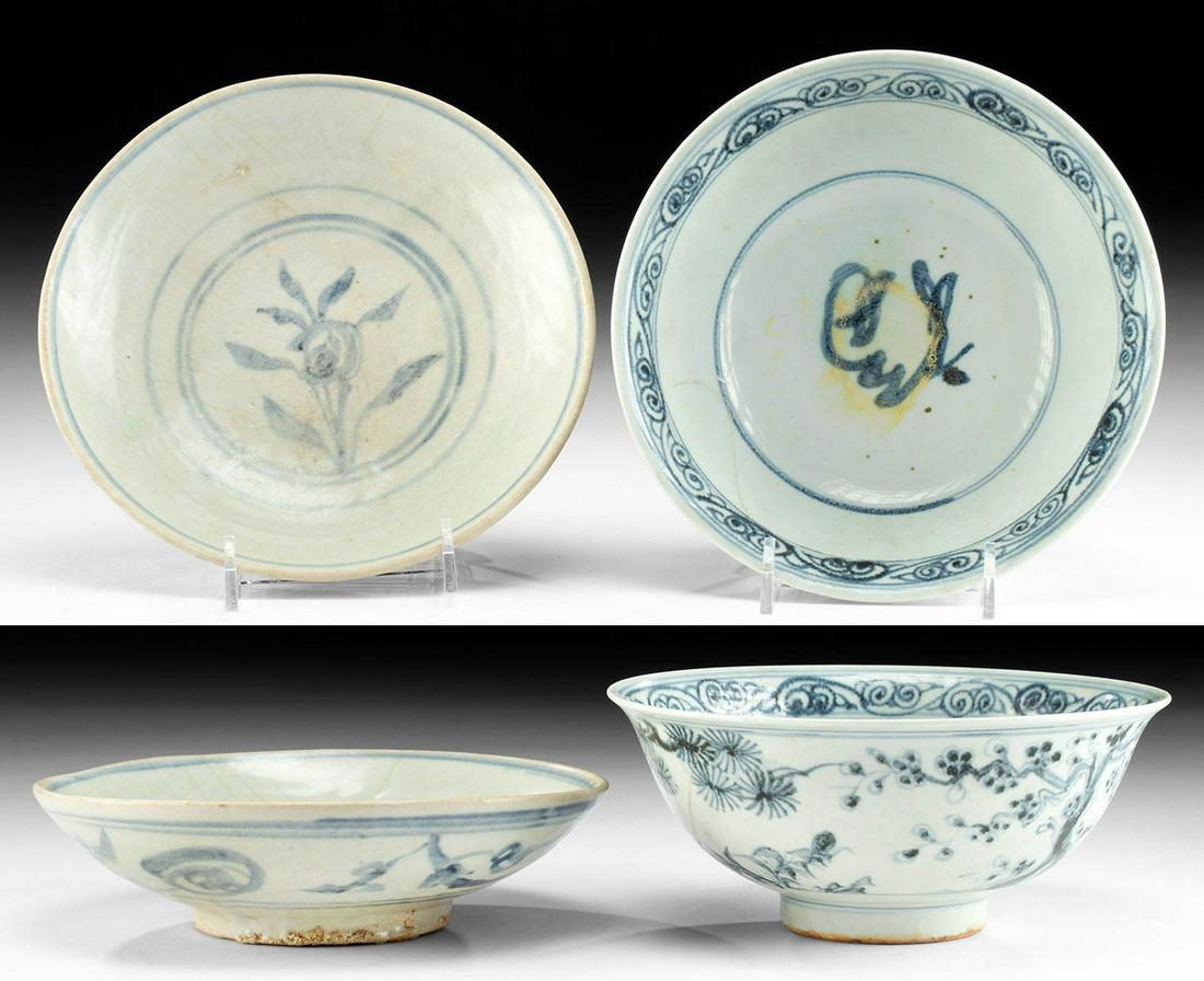 Chinese Ming Glazed Pottery Plate + Bowl (1 of 5)