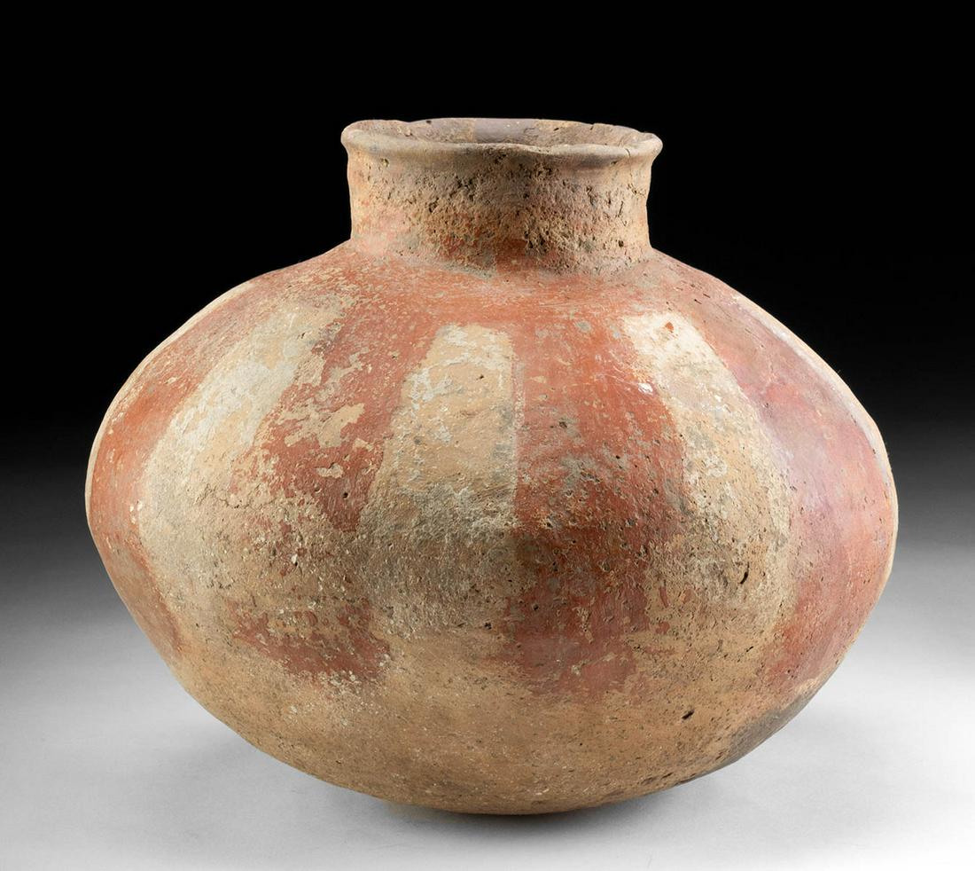 Prehistoric Mississippian Quapaw Bichrome Vessel, TL'd: **Originally Listed At $3000** Native American, Southern United States, Mississippi County Arkansas, Quapaw culture, ca. 1300 CE. A fabulous red on white pottery vessel, with a globular body and short