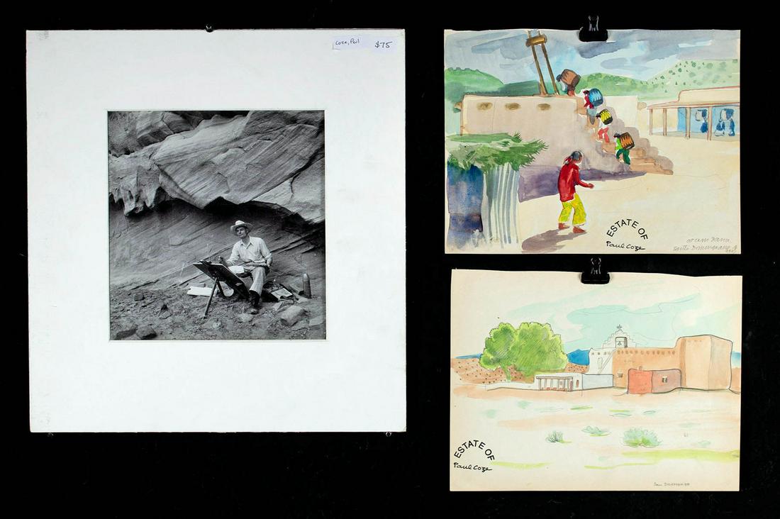 2 Signed Paul Coze Watercolors & 1 Photograph (1950s) (1 of 5)