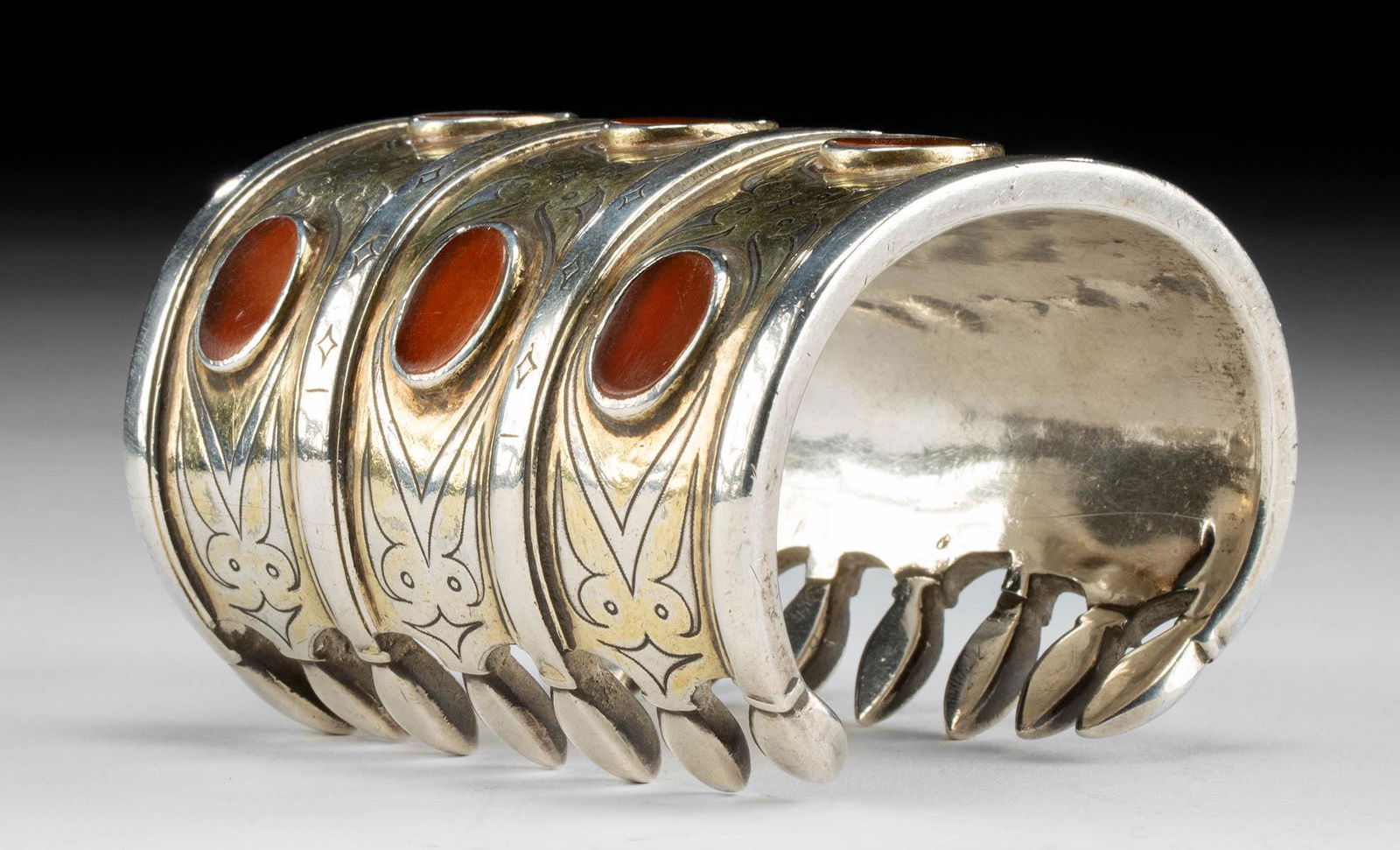 19th C. Turkoman Gilt Silver and Carnelian Bracelet (1 of 4)