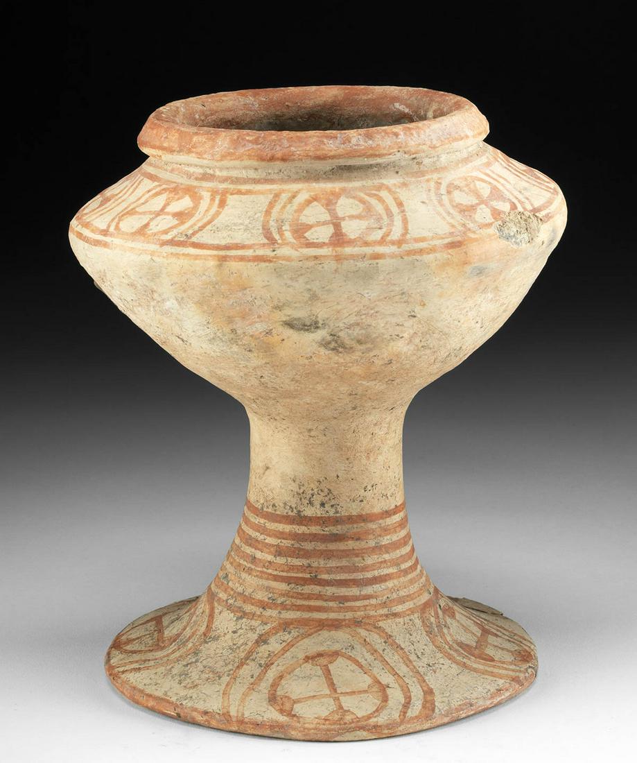 Ancient Thai Ban Chiang Bichrome Pedestal Vessel (1 of 4)